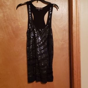 Black sequined racerback tank top